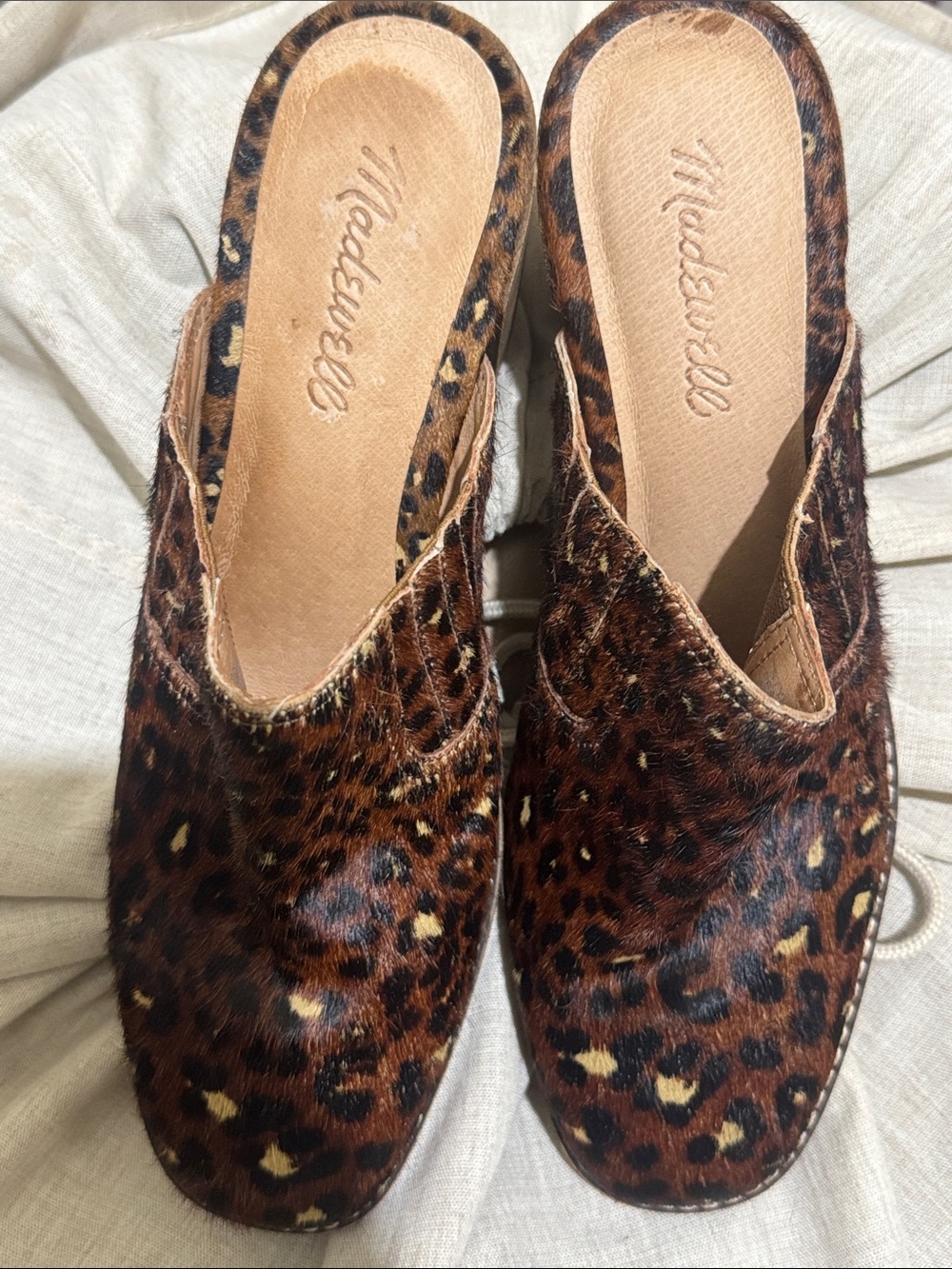 Madewell Leopard Print Faux-Hair Slip-On Mules in Brown and Black